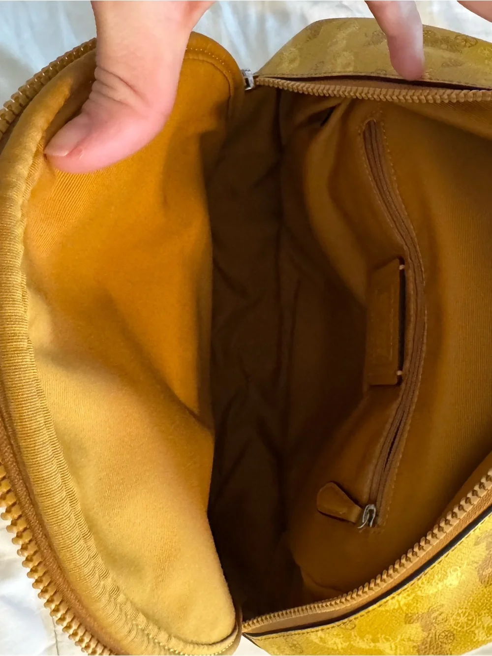 Coach Yellow Signature Compact Backpack with Tan Trim